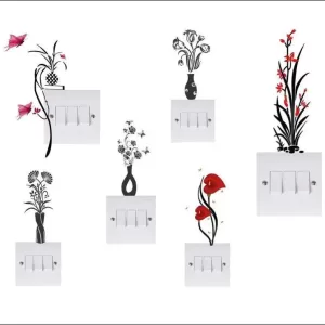 yadav sticker 12 cm Decorative Multicolour Switch Board Light Board Sticker Self Adhesive Sticker  (Pack of 6)