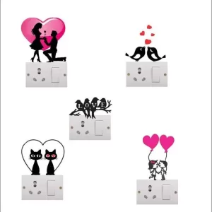 yadav sticker 12 cm Decorative Multicolour Switch Board Light Board Sticker Self Adhesive Sticker  (Pack of 5)
