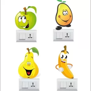 yadav sticker 12 cm Decorative Multicolour Switch Board Light Board Sticker Self Adhesive Sticker  (Pack of 4)