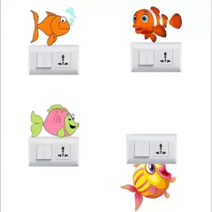 yadav sticker 12 cm Decorative Multicolour Switch Board Light Board Sticker Self Adhesive Sticker  (Pack of 4)