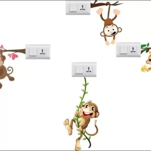 yadav sticker 12 cm Decorative Multicolour Switch Board Light Board Sticker Self Adhesive Sticker  (Pack of 4)