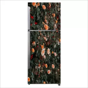 YS 60 cm Decorative Beautiful pink rose with green leaves fridge sticker Self Adhesive Sticker  (Pack of 1)