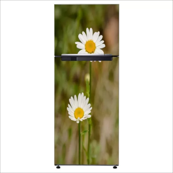 YS 60 cm Decorative Beautiful white chamomile flower fridge sticker CFD0684 Self Adhesive Sticker  (Pack of 1)