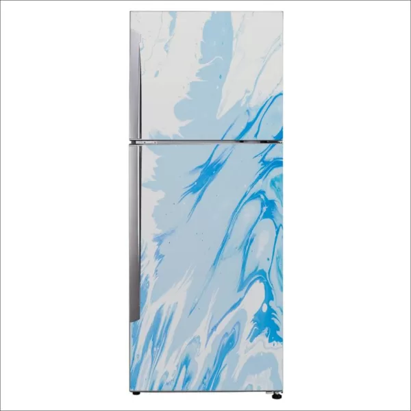 YS 60 cm Decorative wind wave azure blue patter design Exta Large Sticker For Fridge D?cor Self Adhesive Sticker  (Pack of 1)