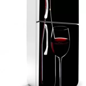 YS 160 cm red wine glass Black Background wallpaper/poster for fridge double single door decorative sticker (pvc viny) Self Adhesive Sticker  (Pack of 1)