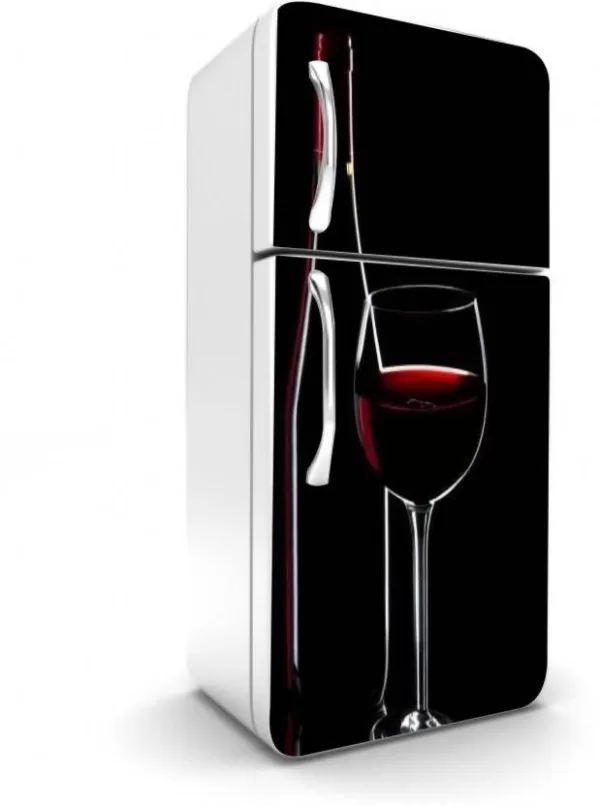 YS 160 cm red wine glass Black Background wallpaper/poster for fridge double single door decorative sticker (pvc viny) Self Adhesive Sticker  (Pack of 1)