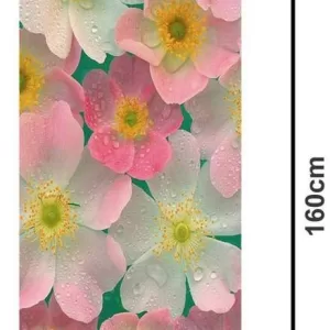 YS 160 cm abstract sky blue background pink & off white decorative flowewrs extra large fridge sticker (pvc vinyl covering area 61cm X 160cm ) Reusable Sticker  (Pack of 1)