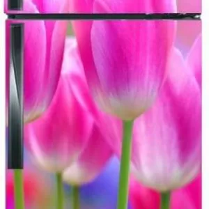 YS 60 cm Vinly Beautiful Pink Lotus Self Adhesive Vinyl Sticker Fridge wrap Decorative Sticker (PVC Vinyl Covering Area 80cm X 160cm ) Removable Sticker  (Pack of 1)
