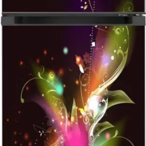 YS 60 cm Vinly 3D Colourful Flower With Voilet Background Adhesive Vinyl Sticker Fridge wrap Decorative Sticker (PVC Vinyl Covering Area 80cm X 160cm ) Removable Sticker  (Pack of 1)