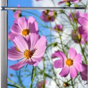 YS 160 cm Decorative abstract beautiful violet flower, plants, garden, nature wallpaper sticker for fridge d?cor Self Adhesive Sticker  (Pack of 1)