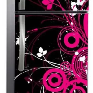 YS 60 cm Decorative Abstract Flower Vinyl Fridge Cover Wallpaper Poster Adhesive Vinyl Sticker Fridge wrap Decorative Sticker (PVC Vinyl Covering Area 60cm X 160cm ) Removable Sticker  (Pack of 1)