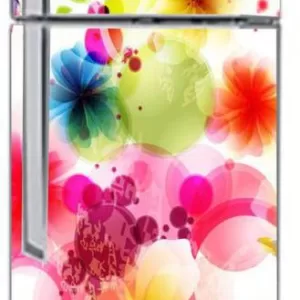 YS 60 cm Vinly Decorative Colourful Flower Adhesive Vinyl Sticker Fridge wrap Decorative Sticker (PVC Vinyl Covering Area 80cm X 160cm ) Removable Sticker  (Pack of 1)