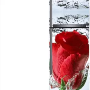 YS 160 cm abstract red rose with water vinyl Fridge cover wallpaper poster adhesive vinyl sticker fridge wrap decorative sticker (pvc vinyl covering area 60cm X 160cm ) Reusable Sticker  (Pack of 1)