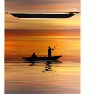 YS 160 cm sunset boating water Fridge wallpaper poster Adhesive Vinyl Sticker Fridge wrap Decorative sticker (pvc vinyl covering area 60cm X 160cm ) Reusable Sticker  (Pack of 1)