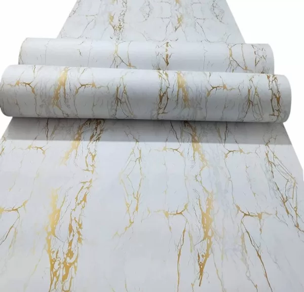 Yadav Stickers 30.48 cm PVC White Gold Granite Marble Wallpaper Sticker-12x60 Inch Self Adhesive Sticker  (Pack of 1)