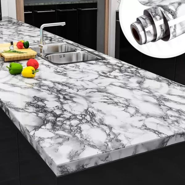 Yadav Stickers 1463.04 cm PVC Vinyl Granite White Marble Wallpaper Sticker White Marble -24X24 Inch Self Adhesive Sticker  (Pack of 1)