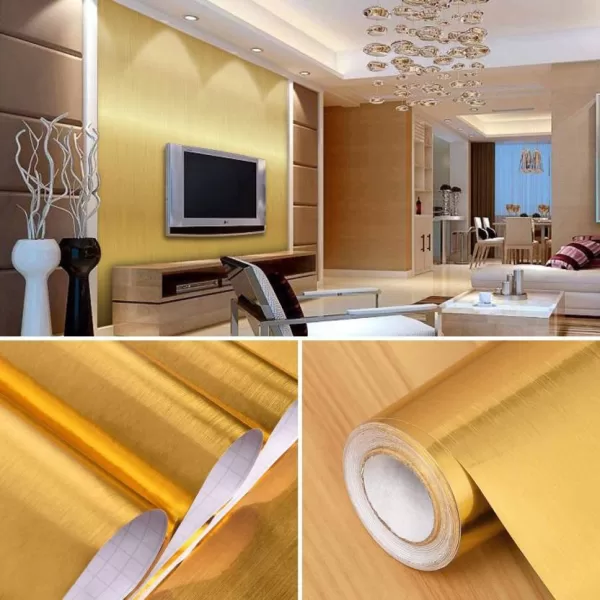 Yadav Stickers Abstract Gold Wallpaper  (360 cm x 60 cm)