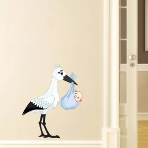 Yatos 76 cm decorative bird lifting the baby boy wall sticker Self Adhesive Sticker  (Pack of 1)