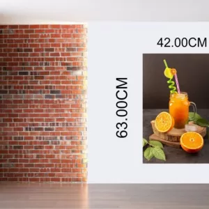 Yadav Stickers 63 cm cold cocktail colored inside glass can with colorful straw with ice cubes oranges green leaves kitchen wall sticker Self Adhesive Sticker  (Pack of 1)