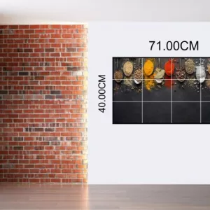 Yadav Stickers 40 cm Collection of spices in spoon kitchen wall sticker Self Adhesive Sticker  (Pack of 1)