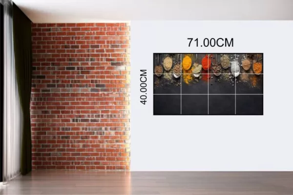Yadav Stickers 40 cm Collection of spices in spoon kitchen wall sticker Self Adhesive Sticker  (Pack of 1)