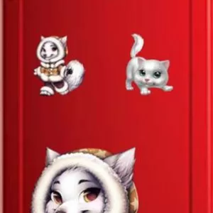 Yadav Stickers 50 cm Cute fox and cat fridge wall sticker Self Adhesive Sticker  (Pack of 1)