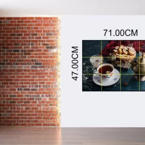 Yadav Stickers 47 cm decorative cup herbal tea with rollcake slices kitchen wall sticker Self Adhesive Sticker  (Pack of 1)