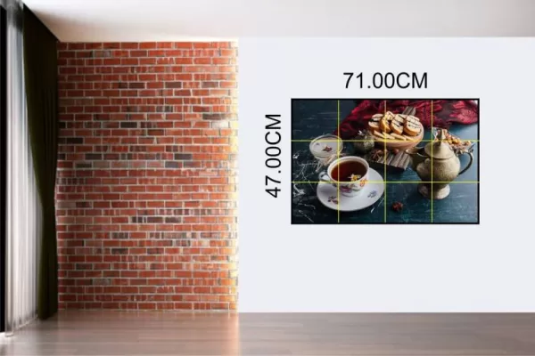Yadav Stickers 47 cm decorative cup herbal tea with rollcake slices kitchen wall sticker Self Adhesive Sticker  (Pack of 1)