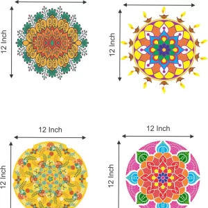 Yatos 61 cm Rangoli Combo Wall Sticker (PVC Vinyl, Color:- Multicolor) Self Adhesive Sticker  (Pack of 1)