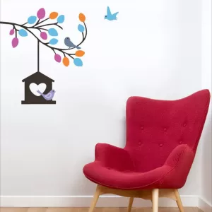 Yatos 76 cm decorative flying birds hanging hut on the tree wall sticker Self Adhesive Sticker  (Pack of 1)