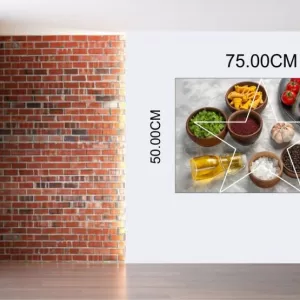 Yadav Stickers 50 cm fresh cherry tomatoes inside plate with different seasonings white surface vegetable meal food salad kitchen wall sticker Self Adhesive Sticker  (Pack of 1)