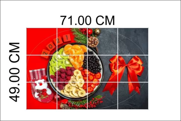 Yadav Stickers 49 cm fresh fruits dinner plate decoration poster kitchen wall sticker Self Adhesive Sticker  (Pack of 1)