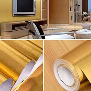 Yadav Stickers 30.48 cm Golden Brushes PVC Wallpaper Sticker -12x60 Inch Self Adhesive Sticker  (Pack of 1)