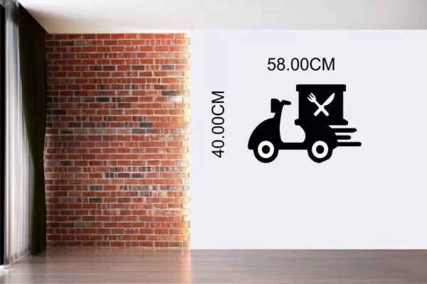 Yadav Stickers 40 cm Black food delivery scooter wall sticker Self Adhesive Sticker  (Pack of 1)