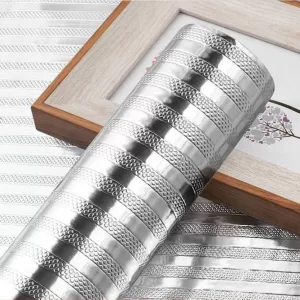 Yadav Stickers Decorative Silver Wallpaper  (200 cm x 40 cm)