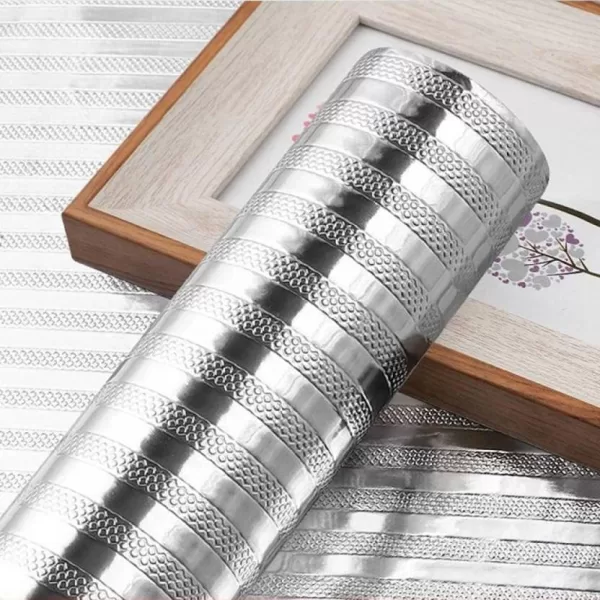 Yadav Stickers Decorative Silver Wallpaper  (200 cm x 40 cm)
