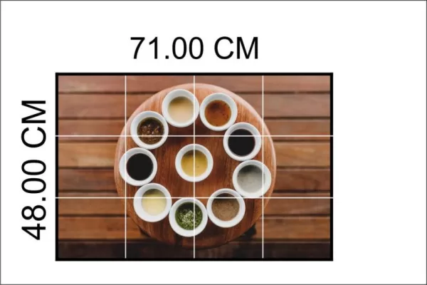 Yadav Stickers 48 cm Ten white bowls with different sauces spices kitchen wall sticker Self Adhesive Sticker  (Pack of 1)