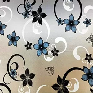 Yadav Stickers 2194.56 cm Window Film Sticker-Blue & Black Flower-12x72 Inch Self Adhesive Sticker  (Pack of 1)