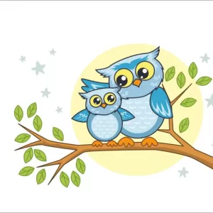 Yatos 58 cm Multicolor Funny OLW on branch Wall Sticker For Room, Office, Cafe Self Adhesive Sticker  (Pack of 1)