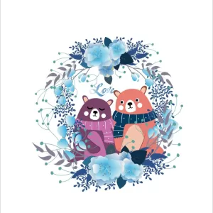 Yatos 49 cm Multicolor Loving Bear Wall Sticker For Room, Office, Cafe Self Adhesive Sticker  (Pack of 1)