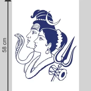 YS 58 cm Wall Sticker (Lord shiva with parvati,Surface Covering Area - 58 x 50 cm) Removable Sticker  (Pack of 1)